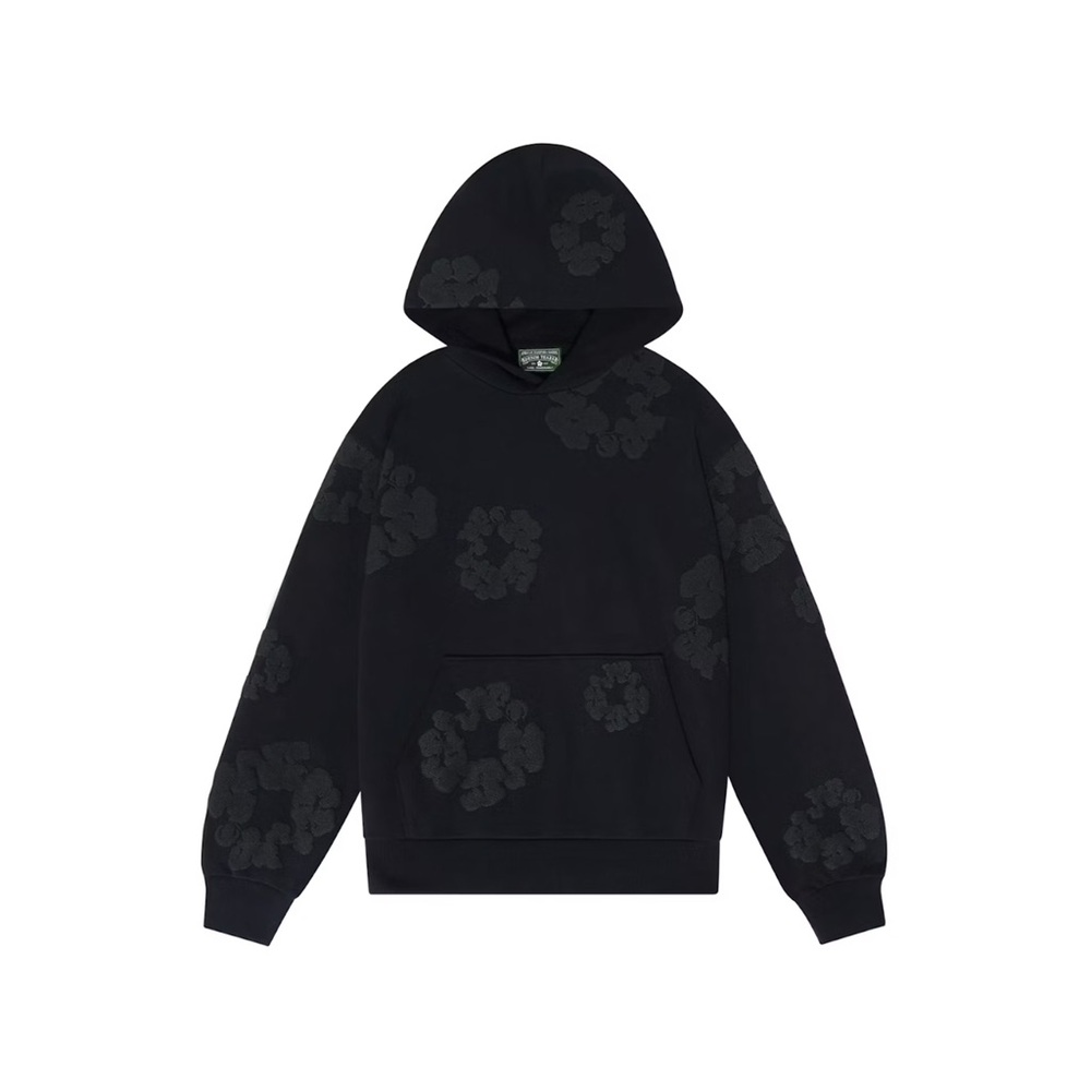 🔥 Denim Tears Wreath Hoodie – Black Monochrome 🔥 - Picture 2 of 7